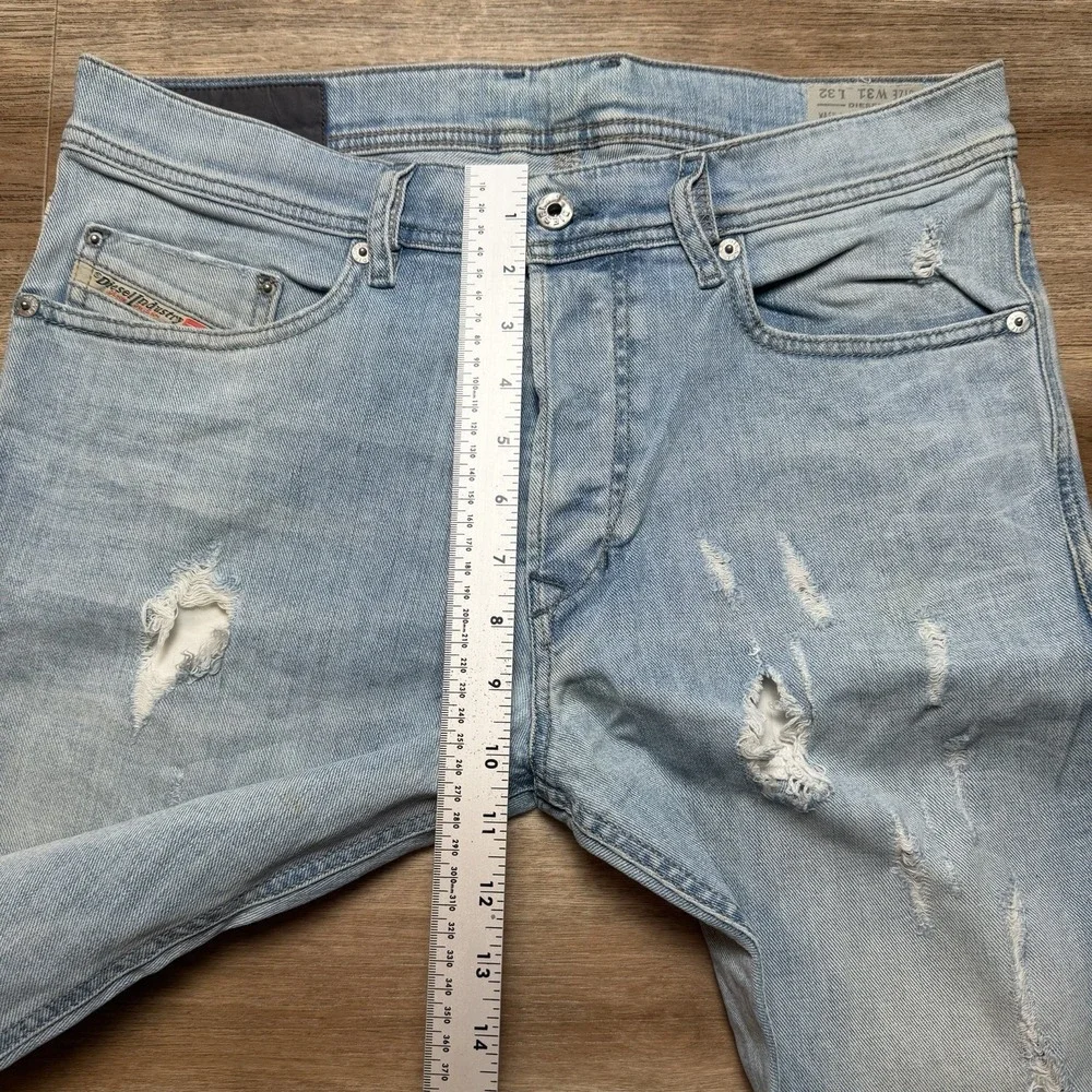 Diesel Tepphar Slim-Carrot Jeans Mens 31x32 Light Blue Stretch Distressed 0849E